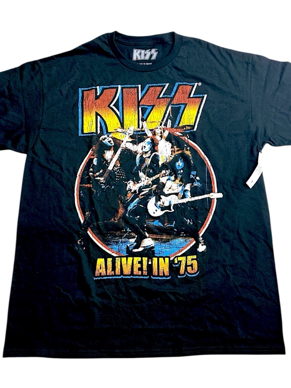 KISS Alive In ’75 Graphic Band T Shirt Mens Large Black 2024 Licensed Cotton
